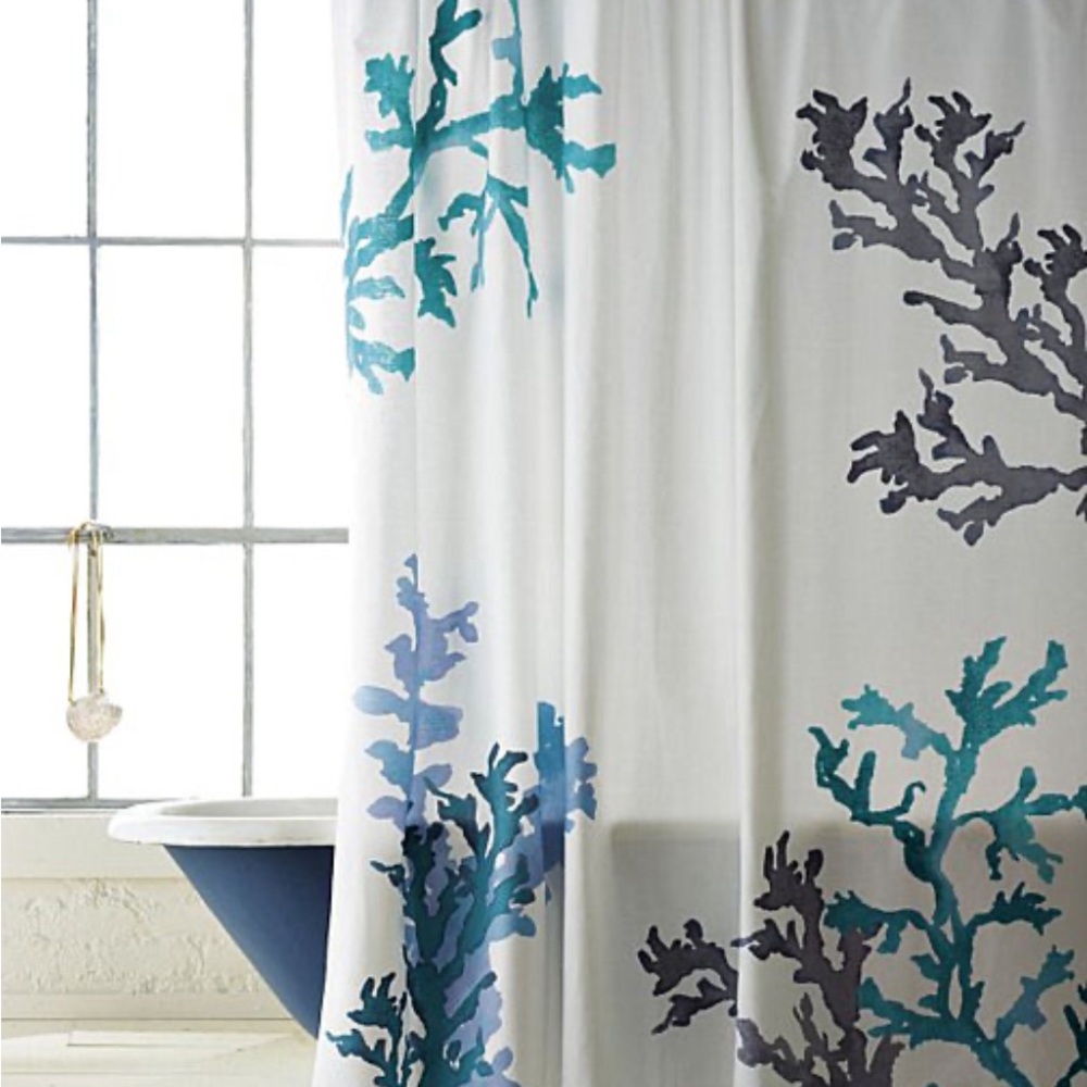 WEST ELM Coral Reef Cloth Shower Curtain